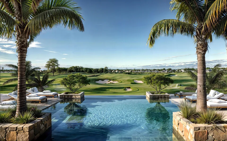 CityGate New Cairo pool terrace overlooking landscaped golf fairways